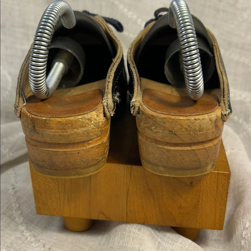 Made in Sweden leather and wood children’s clogs